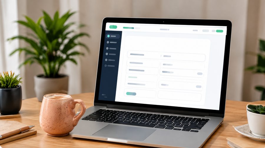 Laptop met aanmeldformulier voor een woning